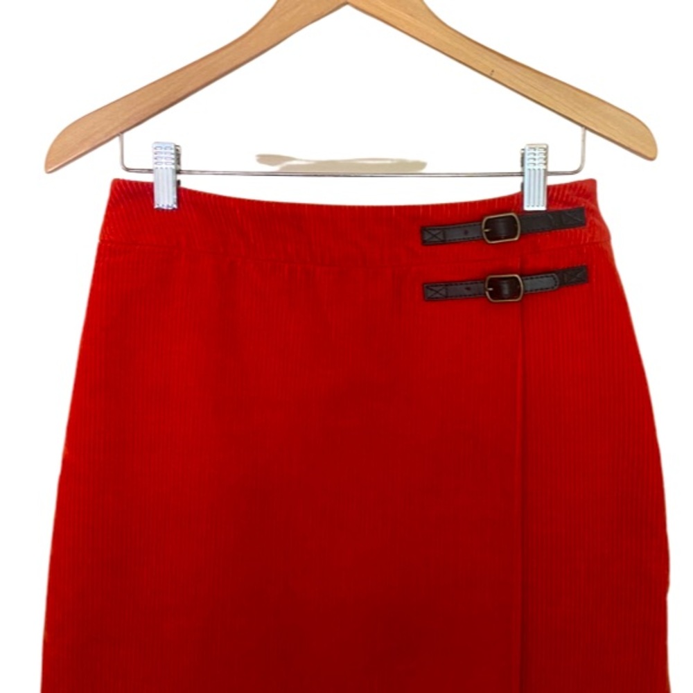 Boden | Pumpkin Orange Corduroy Wrap Style Skirt - Picture 10 of 15